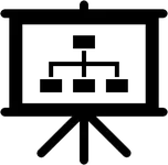 Icon Präsentation Flipchart Schema Organigramm