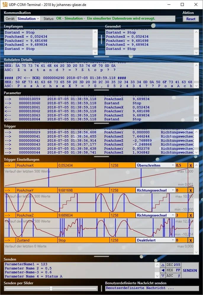 Project UDP Ethernet terminal software screenshot