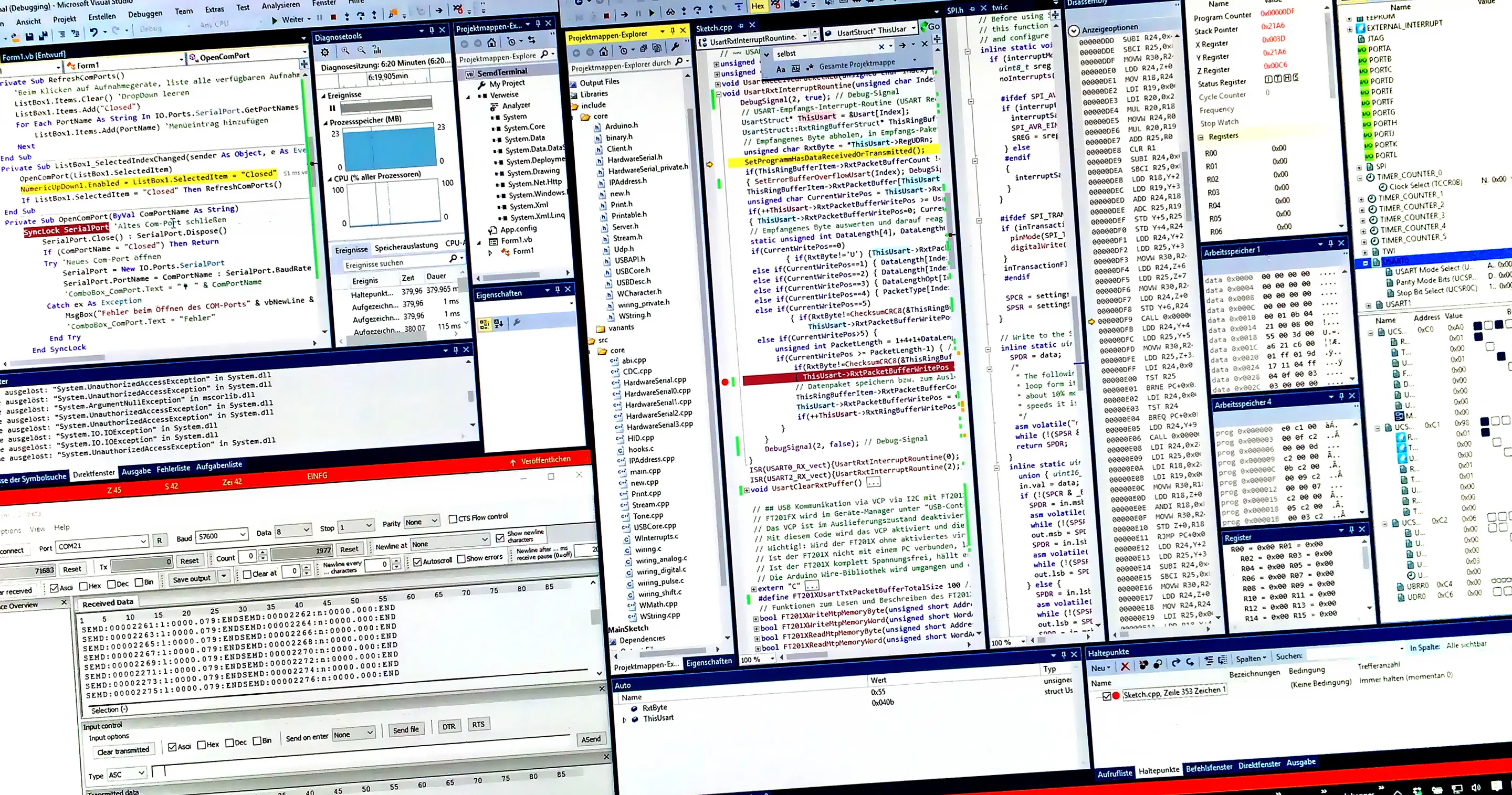 Software development AVR Studio and Visual Studio tilted screenshot