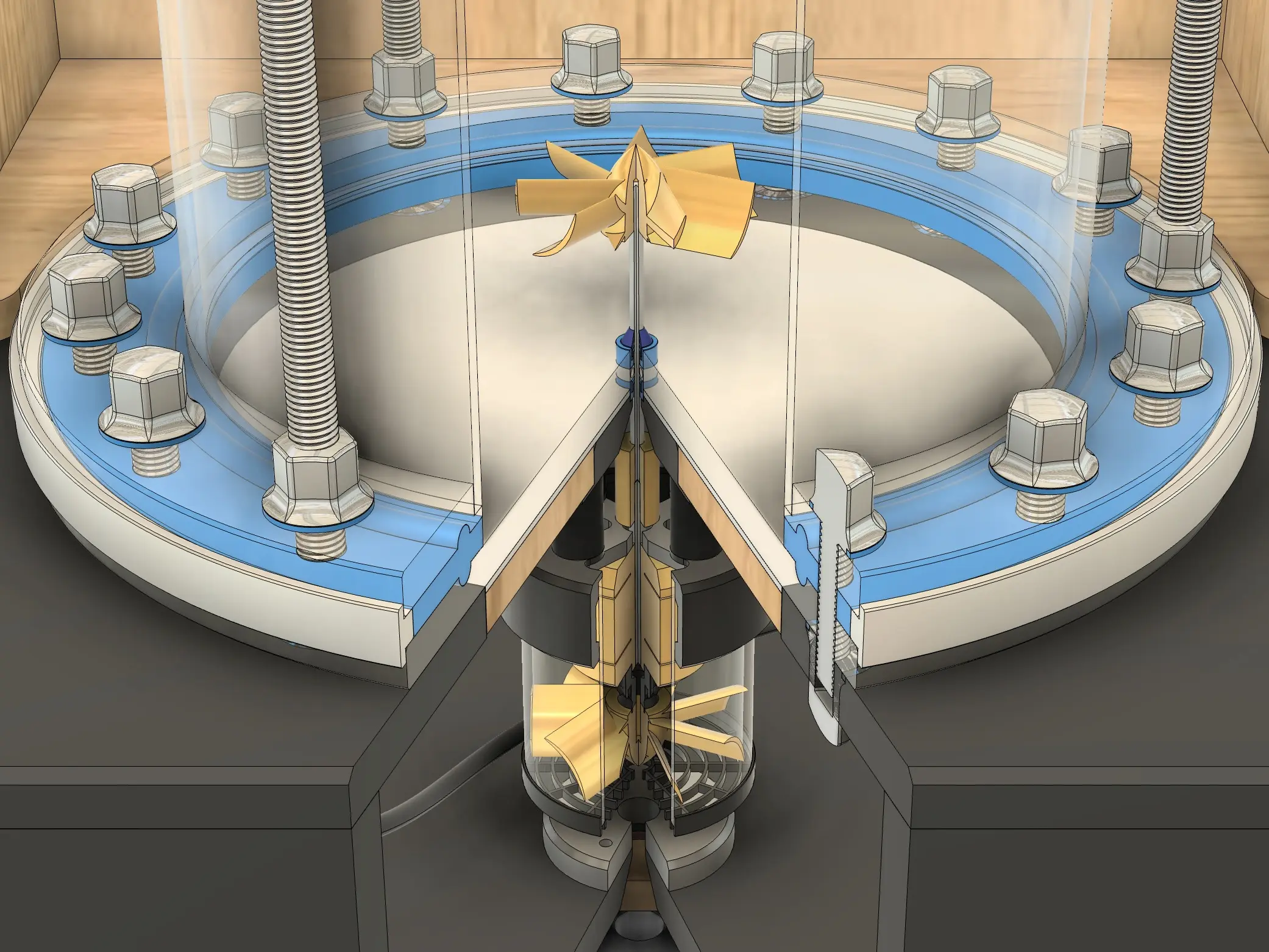 Projekt Messeexponat 3D-Modell Antriebseinheit und Wellendurchführung mit Wasserschraube