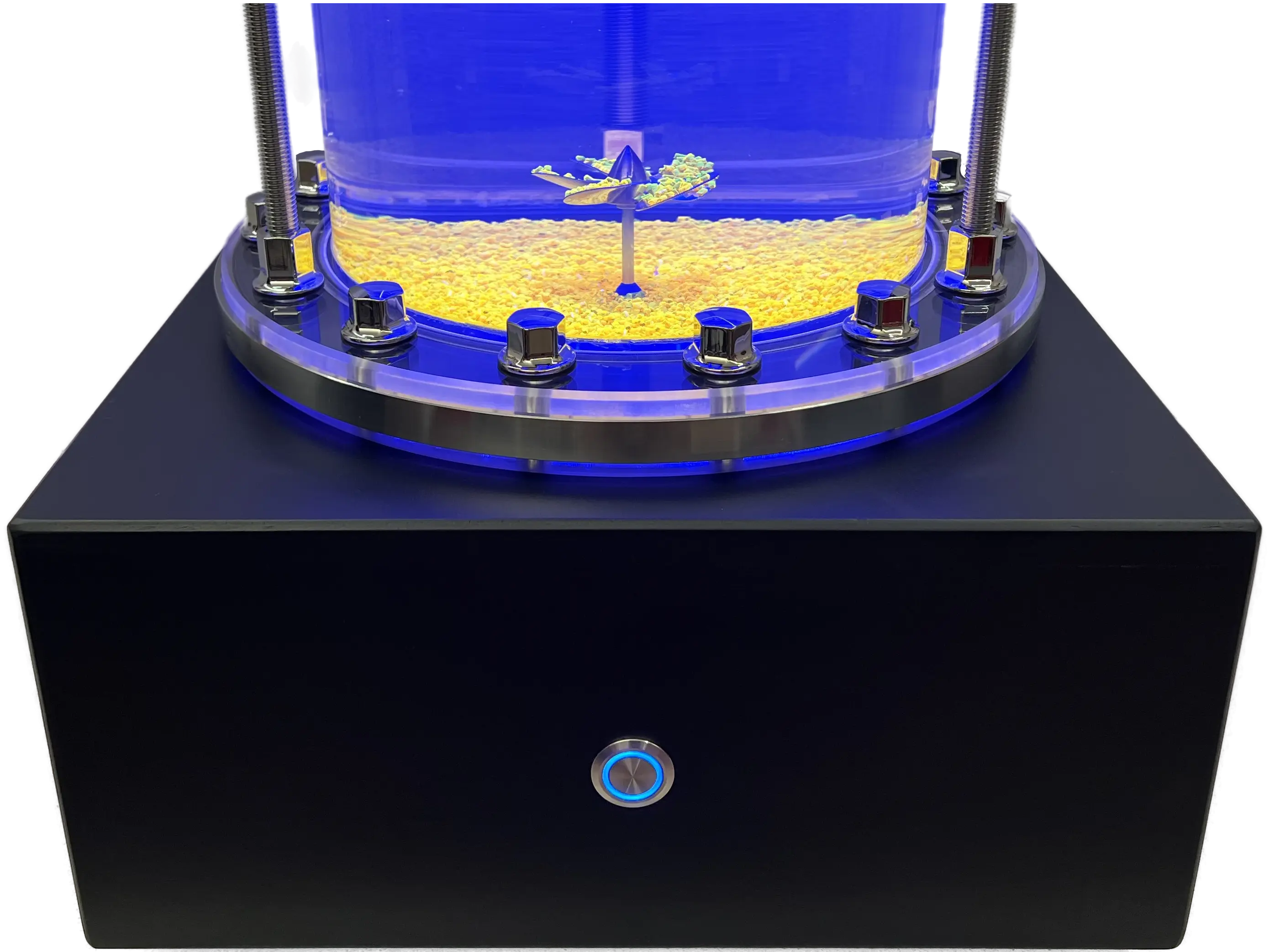 projekt messeexponat design sockel schwarz taster led effekt