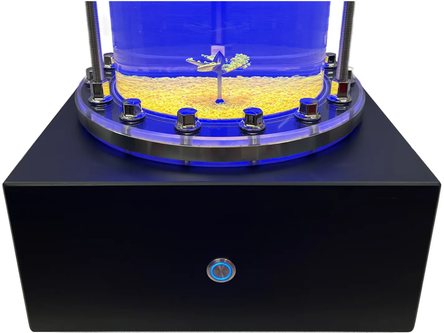 projekt messeexponat design sockel schwarz taster led effekt