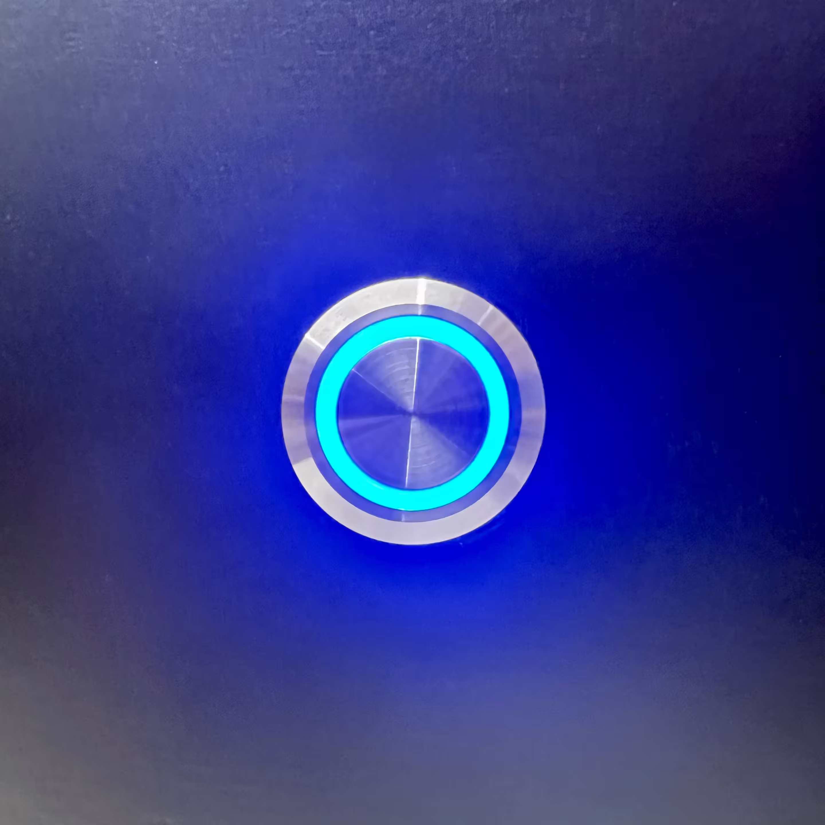 Projekt Messeexponat Details Taster mit LED-Leuchtring in blau
