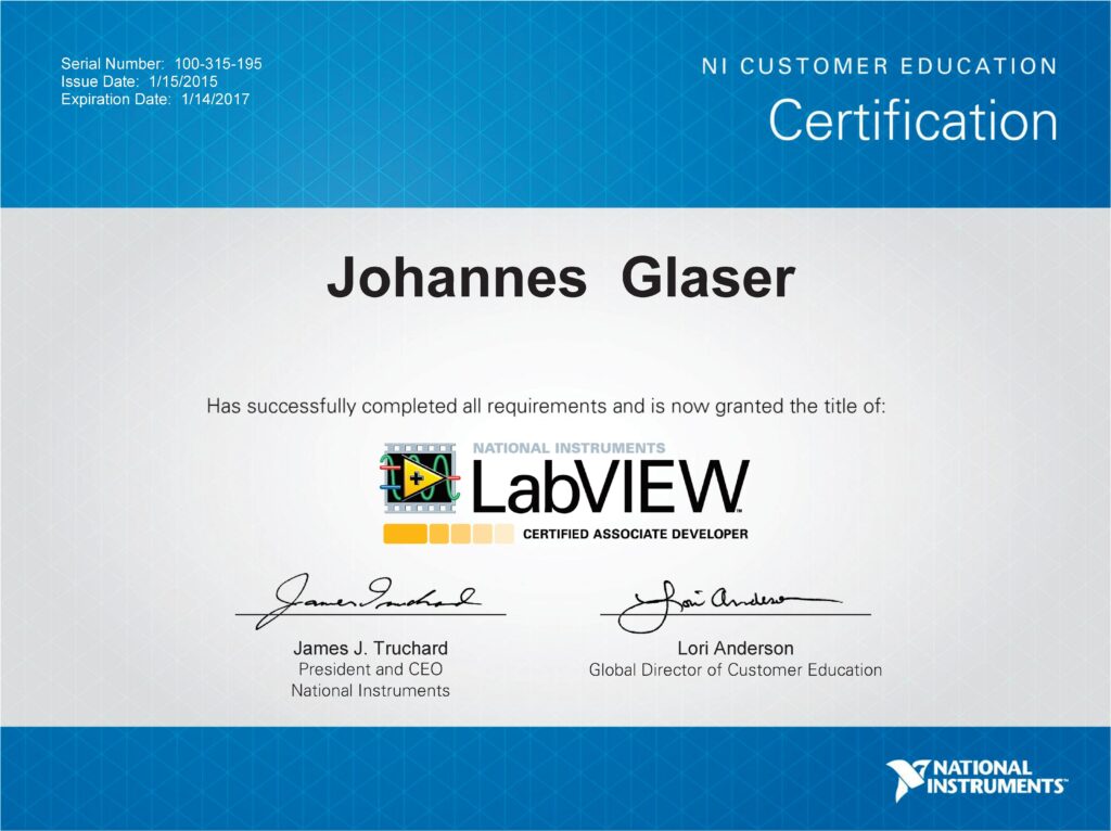 2015 01 15 CLAD LabVIEW Zertifikat