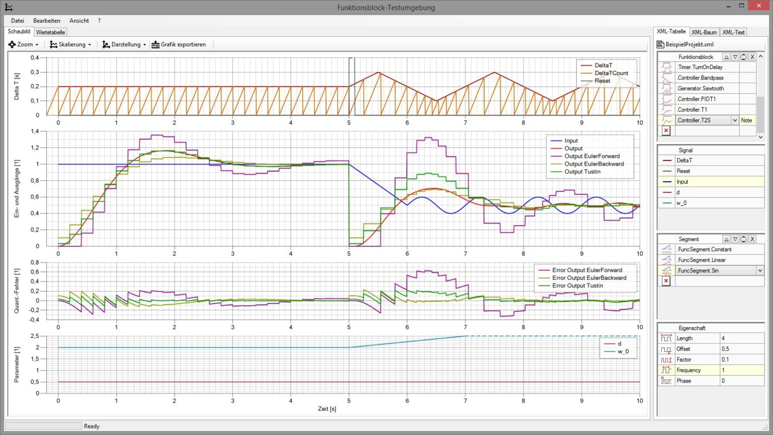 Projekt Automatisierungsbibliothek Simulation Regler Software Screenshot