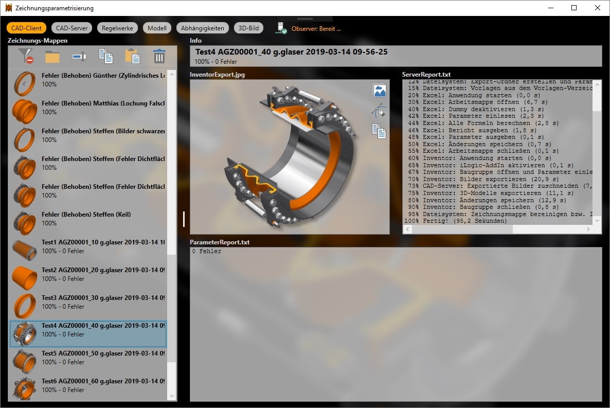 Projekt CAD Automatisierung Software Screenshot