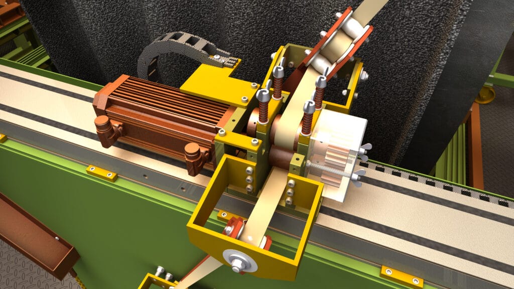 Projekt Wickelmaschine 3D Modell Linearführung Bremsmotor querformat